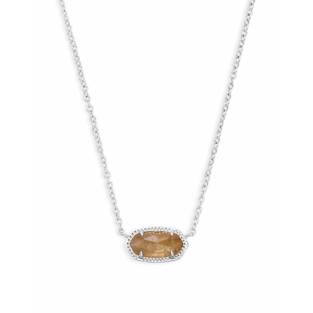 NWT Kendra Scott Elisa Silver Pendant Necklace in Citrine / Dustbag Included